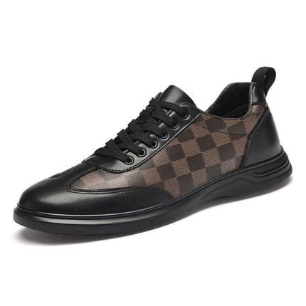 Fashion Low Top Plaid Cowhide Flat Casual Shoes Fendax 0