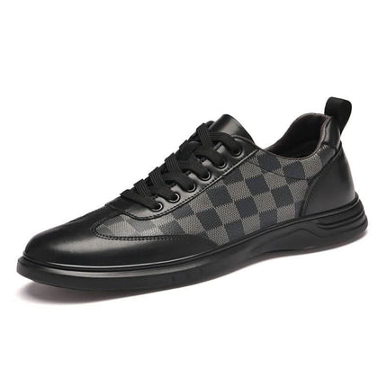 Fashion Low Top Plaid Cowhide Flat Casual Shoes Fendax 0