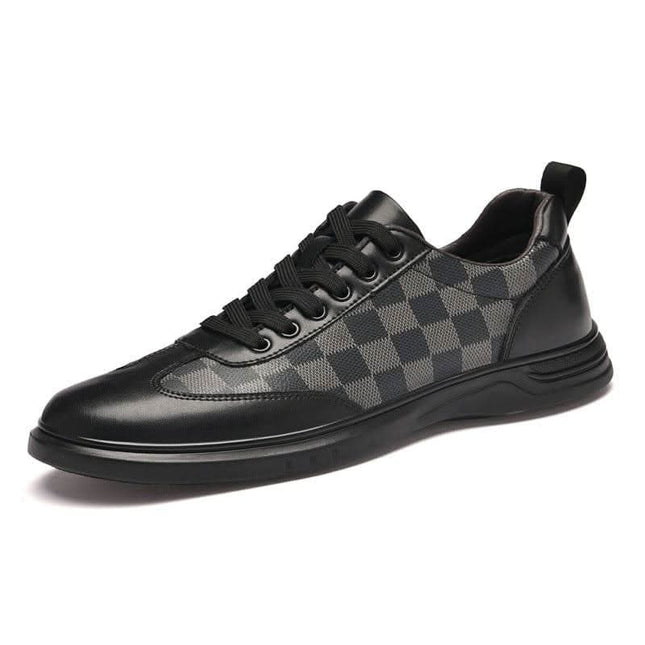 Fashion Low Top Plaid Cowhide Flat Casual Shoes Fendax 0