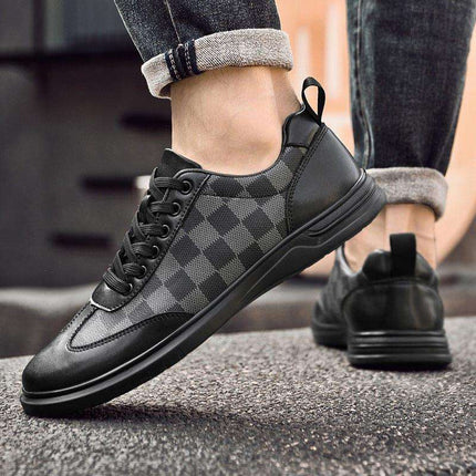 Fashion Low Top Plaid Cowhide Flat Casual Shoes Fendax 0