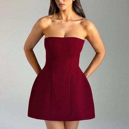 Fashion Tube Dress Summer Solid Color Sasual Backless Slim Short Dresses Party Womens Clothing Fendax 0
