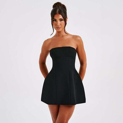 Fashion Tube Dress Summer Solid Color Sasual Backless Slim Short Dresses Party Womens Clothing Fendax 0