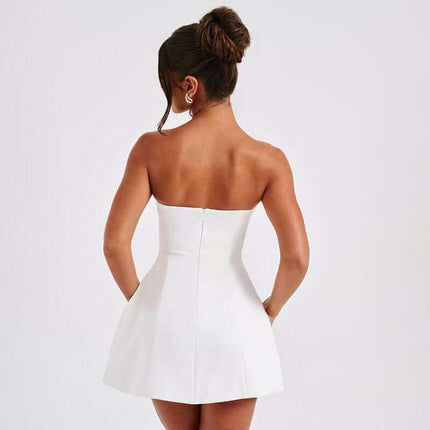 Fashion Tube Dress Summer Solid Color Sasual Backless Slim Short Dresses Party Womens Clothing Fendax 0