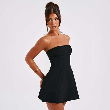 Fashion Tube Dress Summer Solid Color Sasual Backless Slim Short Dresses Party Womens Clothing Fendax 0