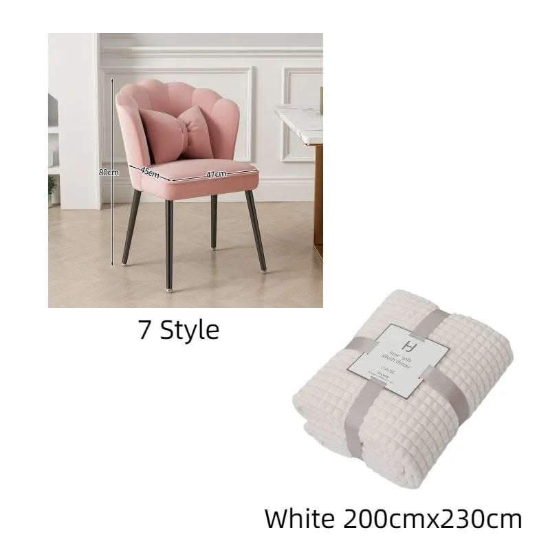 Light Luxury Dressing Stool Home Dining Chair Backrest Petals Fendax 0