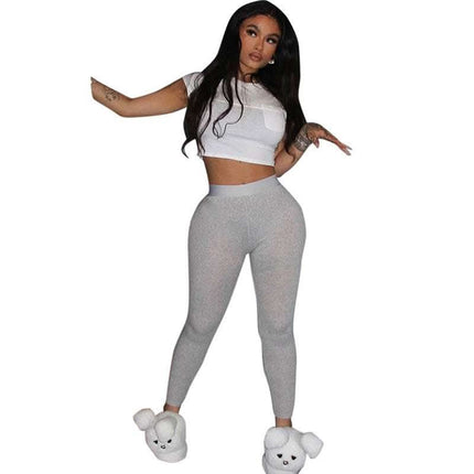 Crop-top Short Sleeve T-shirt Casual Pants Two-piece Set Fendax 0