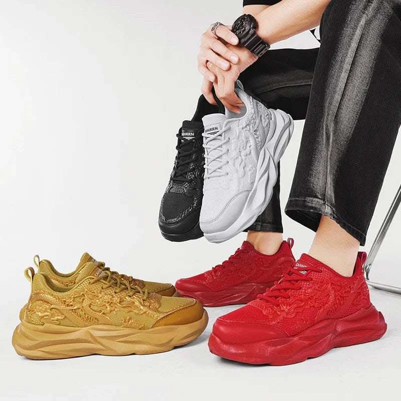 Chinese Loong Breathable Casual Fly Knit Sneakers