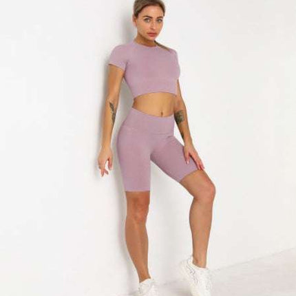 Seamless Short Sleeve Suit Hip Lift Yoga Wear Sports Fendax 0