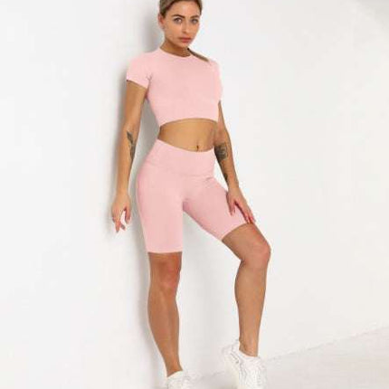 Seamless Short Sleeve Suit Hip Lift Yoga Wear Sports Fendax 0