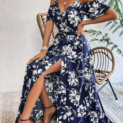 Flower Print Split Suspender Dress With Lace-up Design Summer Fashion Long Dresses Beach Clothing For Women Fendax 4