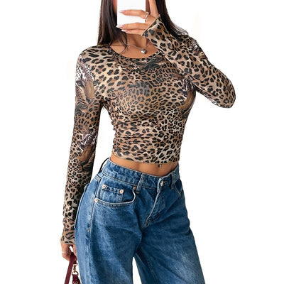 Leopard Print Long-sleeved T-shirt
