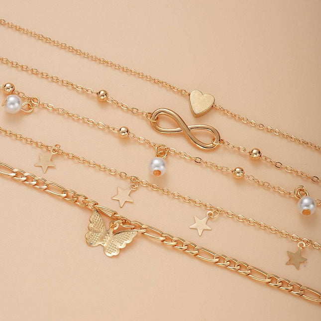 Retro Five Pointed Star Butterfly Feet Chain Fendax 0