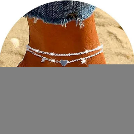 Fashion Heart-shaped Zircon Anklet Women's Waterproof Simple Heart-shaped Fendax 0