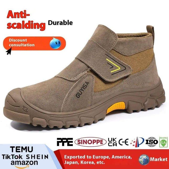 Fireproof Flower Safety Wear-resistant Steel Toe Cap Felt Buckle Welder Shoes Fendax 0