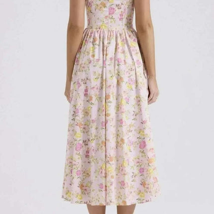 Floral V-Neck Sleeveless Midi Dress with Pockets Fendax Women