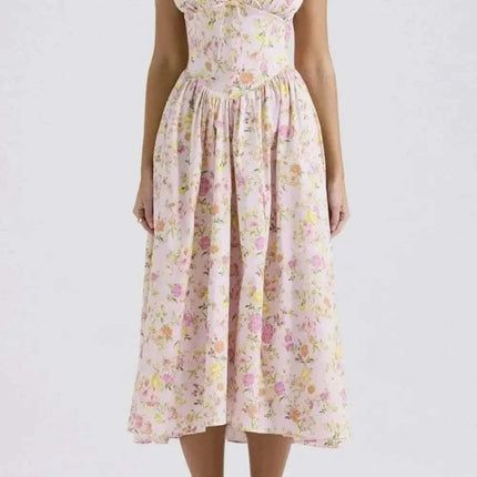 Floral V-Neck Sleeveless Midi Dress with Pockets Fendax Women