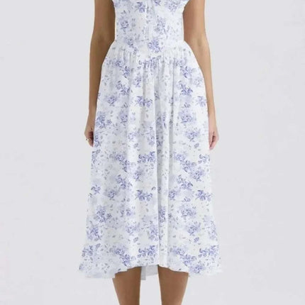 Floral V-Neck Sleeveless Midi Dress with Pockets Fendax Women