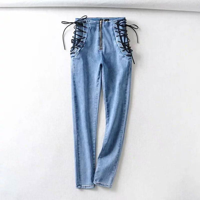 High waist stretch denim trousers skinny pants Fendax 0
