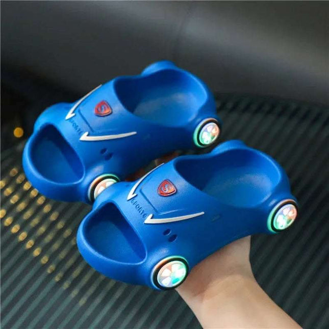 Kids Glowing Slippers Cartoon Car Sandals Children Sandals Anti Slip Boys Girls Luminous Slippers Summer Beach Shoes Fendax 0