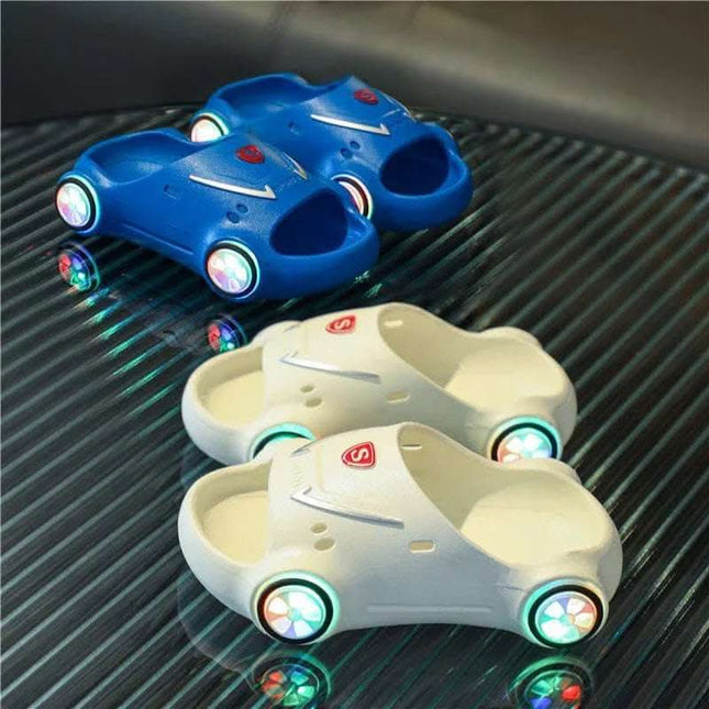 Kids Glowing Slippers Cartoon Car Sandals Children Sandals Anti Slip Boys Girls Luminous Slippers Summer Beach Shoes Fendax 0