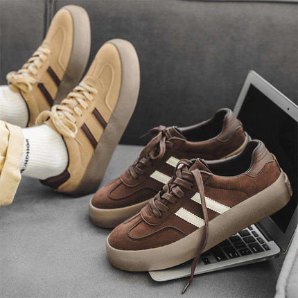 Leather Platform Casual Brown Men's Shoes Fendax 0