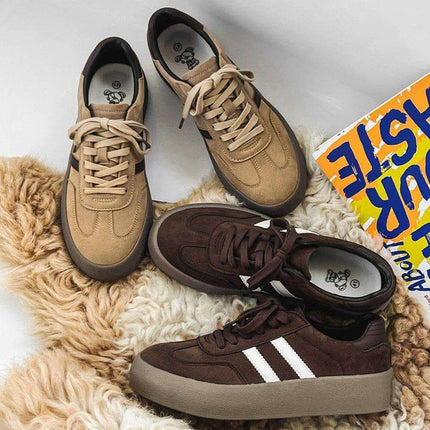 Leather Platform Casual Brown Men's Shoes Fendax 0