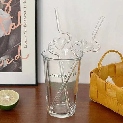 Love Heart Glass Straw Reusable High Borosilicate Glass Drinking Straws Bubble Tea Straws For Cocktails Bar Accessories Kitchen Gadgets Fendax 0