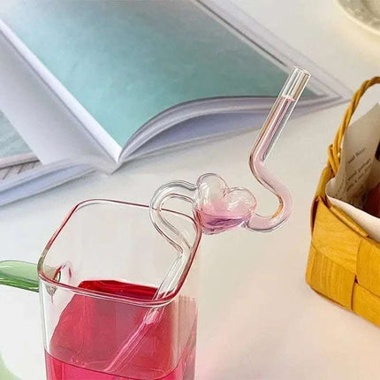 Love Heart Glass Straw Reusable High Borosilicate Glass Drinking Straws Bubble Tea Straws For Cocktails Bar Accessories Kitchen Gadgets Fendax 0