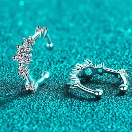 Moissanite Rhodium-Plated Cuff Earrings Fendax