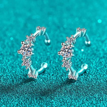 Moissanite Rhodium-Plated Cuff Earrings Fendax