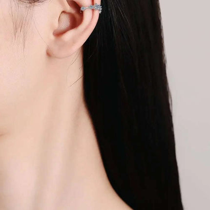 Moissanite Rhodium-Plated Cuff Earrings Fendax