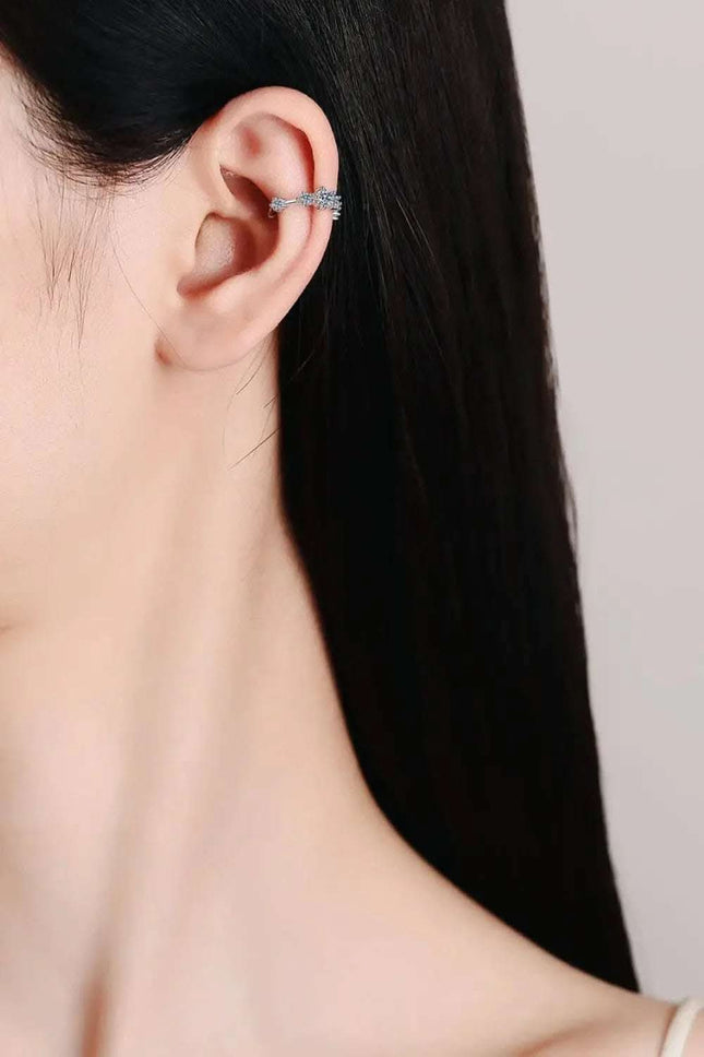 Moissanite Rhodium-Plated Cuff Earrings Fendax