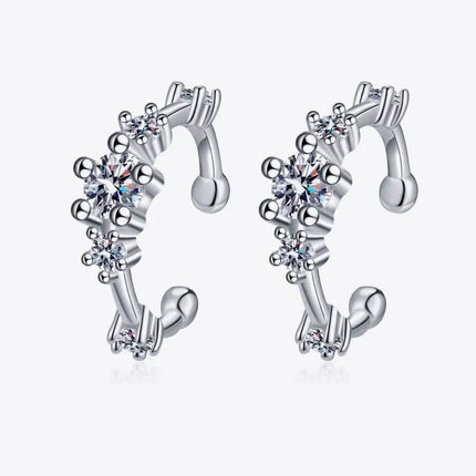 Moissanite Rhodium-Plated Cuff Earrings
