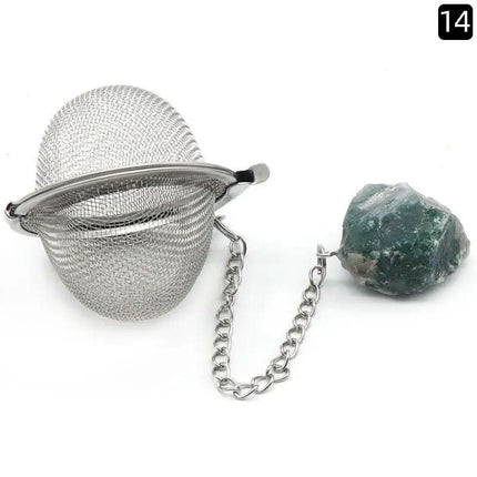 Natural Raw Gemstone Filter Ball Stew Ingredients Ball Stainless Steel Tea Filter Kitchen Gadgets Fendax 0