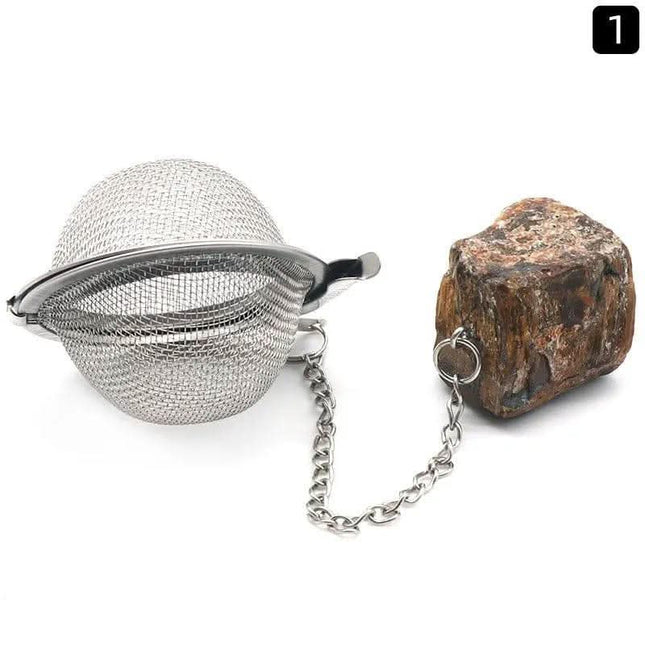 Natural Raw Gemstone Filter Ball Stew Ingredients Ball Stainless Steel Tea Filter Kitchen Gadgets Fendax 0