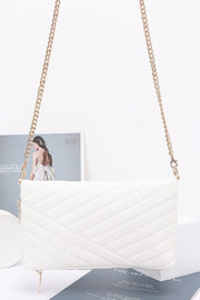 Fendax White Quilted Faux Leather Half Folded Cltuch