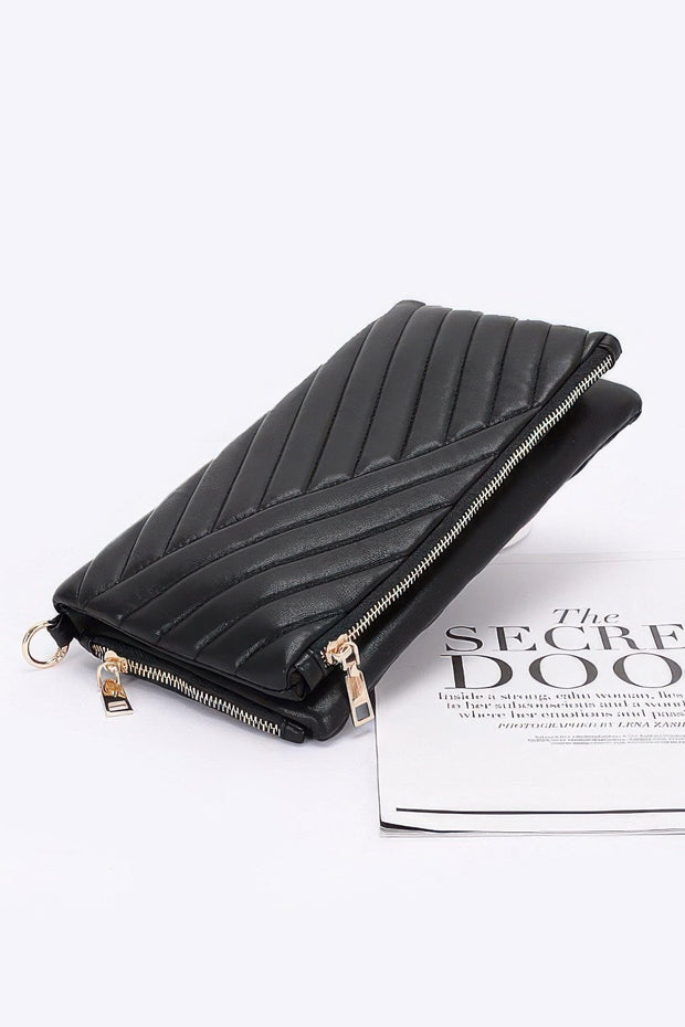 Fendax Quilted Faux Leather Half Folded Cltuch