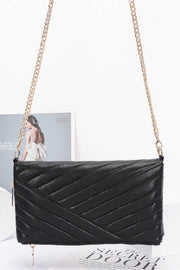 Fendax Quilted Faux Leather Half Folded Cltuch