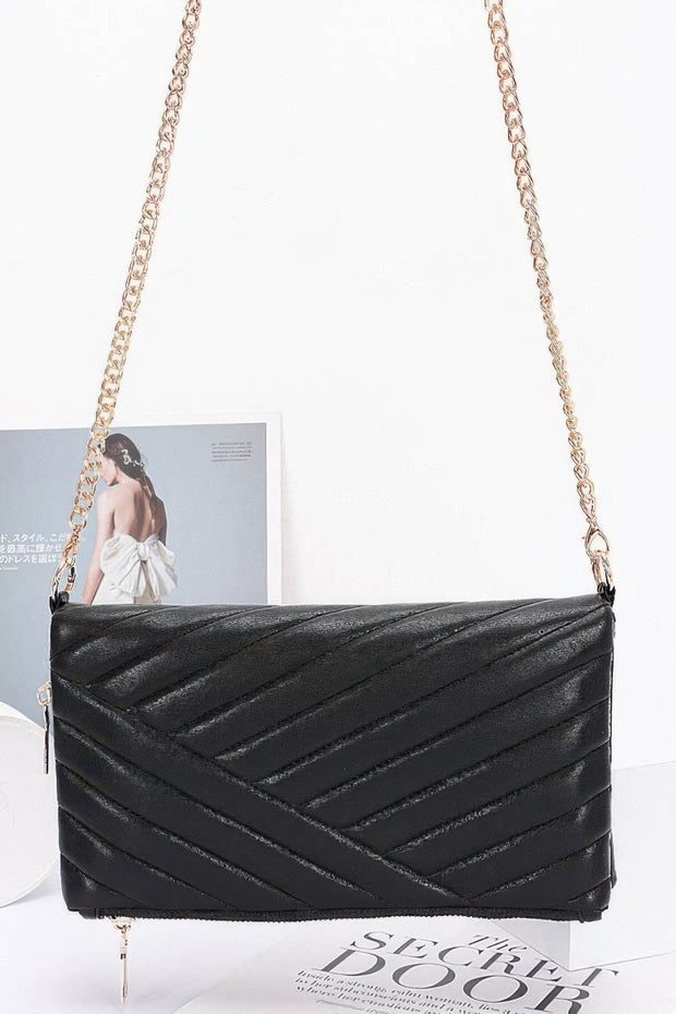 Fendax Quilted Faux Leather Half Folded Cltuch