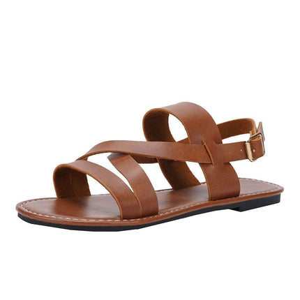 Round Toe Solid Color Ankle-strap Buckle Plus Size Women's Shoes Fendax 0