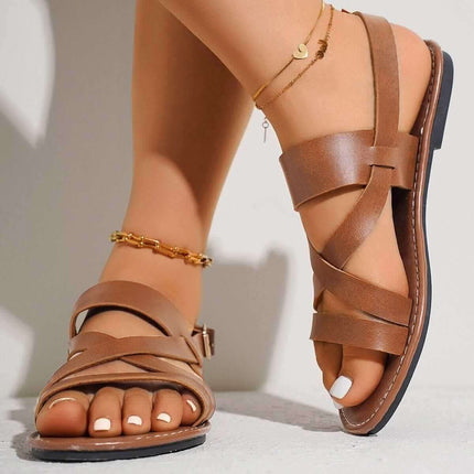 Round Toe Solid Color Ankle-strap Buckle Plus Size Women's Shoes Fendax 0