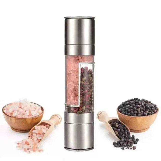 Salt Pepper Grinder 2 In 1 Manual Stainless Steel Salt Pepper Mills Adjustable Ceramic Grinding Spice Mill Kitchen Tool Gadgets Fendax 4