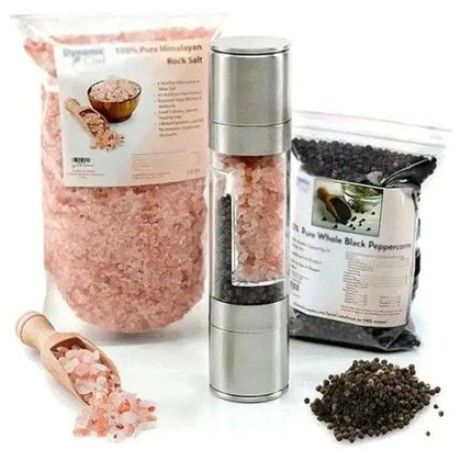Salt Pepper Grinder 2 In 1 Manual Stainless Steel Salt Pepper Mills Adjustable Ceramic Grinding Spice Mill Kitchen Tool Gadgets Fendax 4