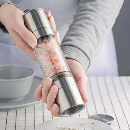 Salt Pepper Grinder 2 In 1 Manual Stainless Steel Salt Pepper Mills Adjustable Ceramic Grinding Spice Mill Kitchen Tool Gadgets Fendax 4
