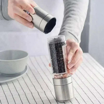 Salt Pepper Grinder 2 In 1 Manual Stainless Steel Salt Pepper Mills Adjustable Ceramic Grinding Spice Mill Kitchen Tool Gadgets Fendax 4