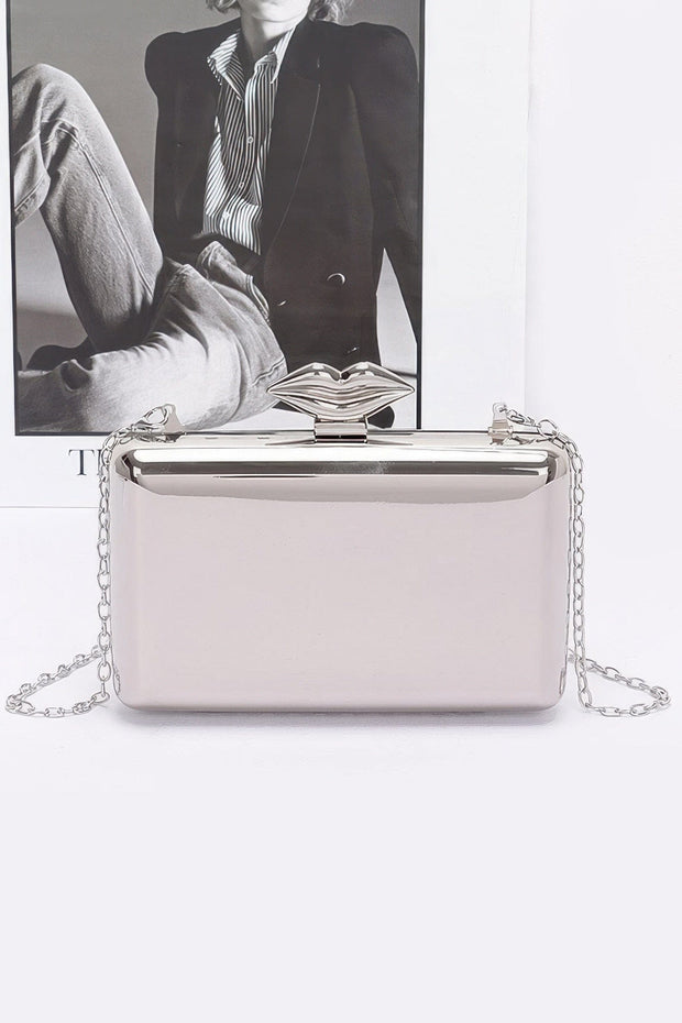 Fendax Silver Simple Metal Clutch