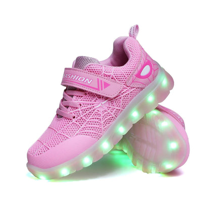 Size 26-37 Kids Led USB Recharge Glowing Shoes Children's Hook Loop Fendax 0