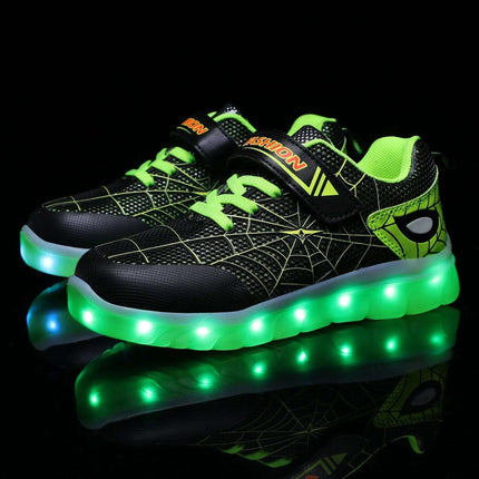 Size 26-37 Kids Led USB Recharge Glowing Shoes Children's Hook Loop Fendax 0