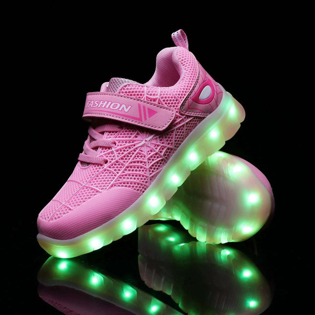 Size 26-37 Kids Led USB Recharge Glowing Shoes Children's Hook Loop Fendax 0