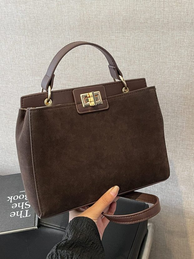 Trendsi Solid Color Handbag with Removable Strap